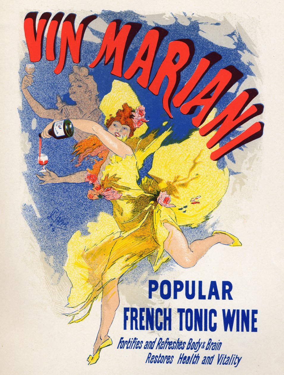 Food and Beverage. Mariani French Tonic Wine (first cocawine). Poster by Jules Cheret, France by Jules Cheret