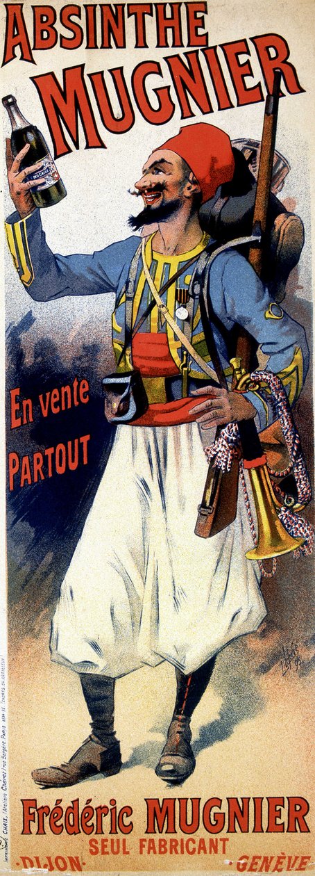 Poster for absinthe Mugnier - by Jules Cheret by Jules Cheret