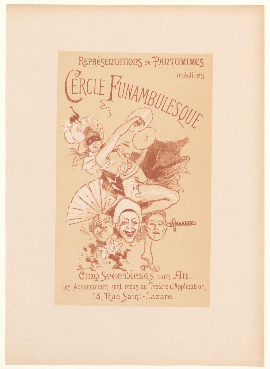 Advertising Card for the Cercle Funambulesque by Jules Cheret