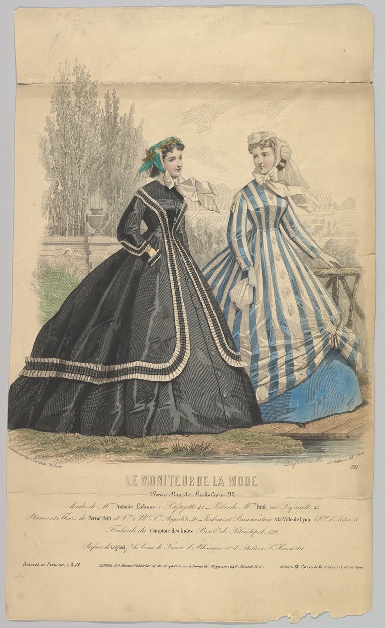 Modes de Mme. Antonie Lalanne, No. 791, from Le Moniteur de la Mode, 1848 by Jules David