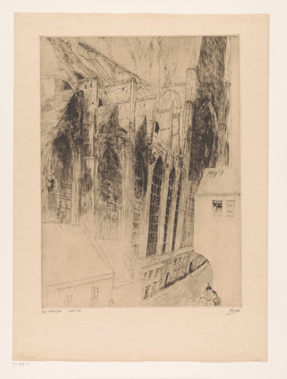 View of the Side Facade of Saint Nicholas Church in Ghent by Jules De Bruycker (signed by artist)