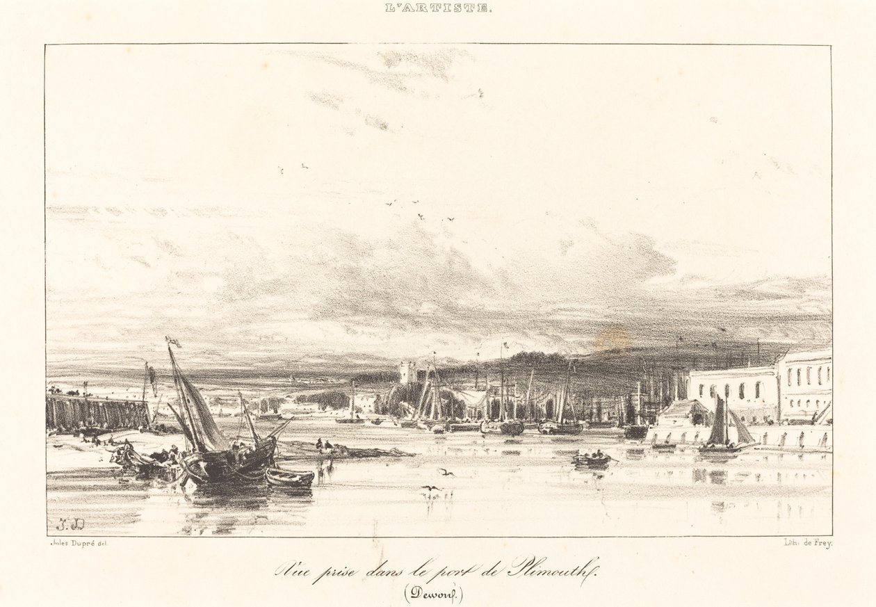 View in Plymouth Port by Jules Dupré