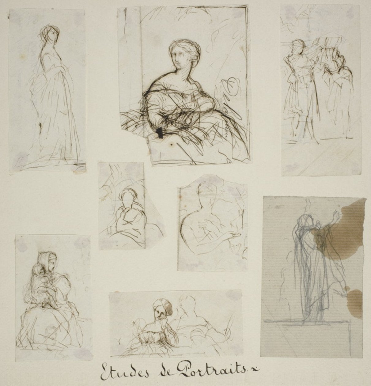 Group of Portrait and Compositional Studies by Jules Elie Delaunay