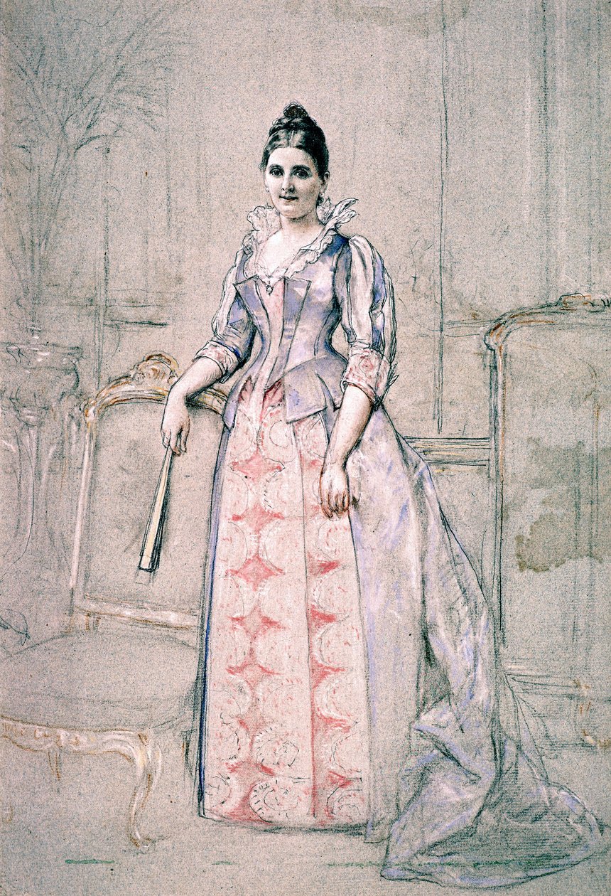 Portrait of Mrs. Carnot Wearing Worth Dress by Jules Emile Saintin