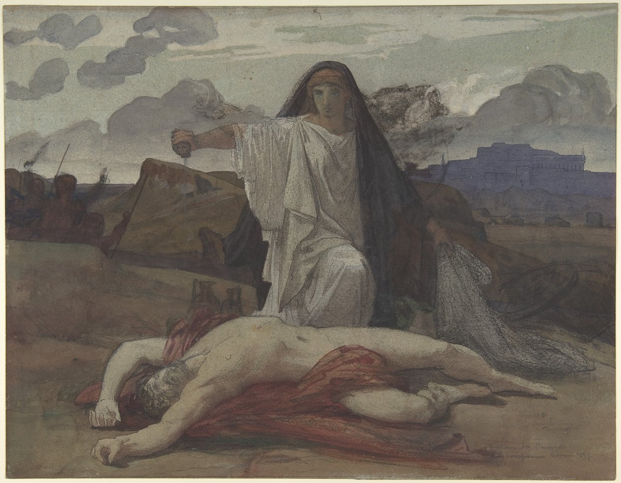 Antigone Gives Token Burial to the Body of Her Brother Polynices by Jules Eugene Lenepveu