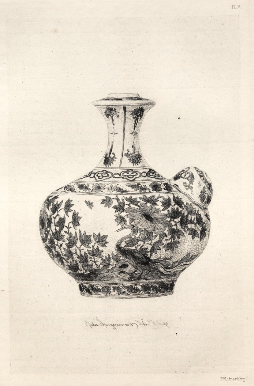 History of the Ceramic Art: A Descriptive and Philosophical Study of the Pottery of All Ages and All Nations: Persia: Soft Porcelain- Gargoulette, Decorated with the Simorg (Plate VI) by Jules Jacquemart