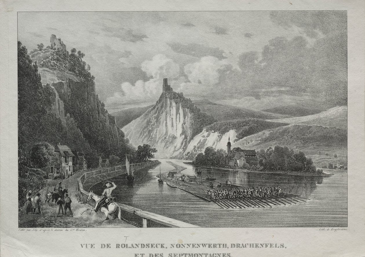 View of Rolandseck, Nonnenwerth, Drachenfels and Siebenbirge by Jules Jean Baptiste de Joly