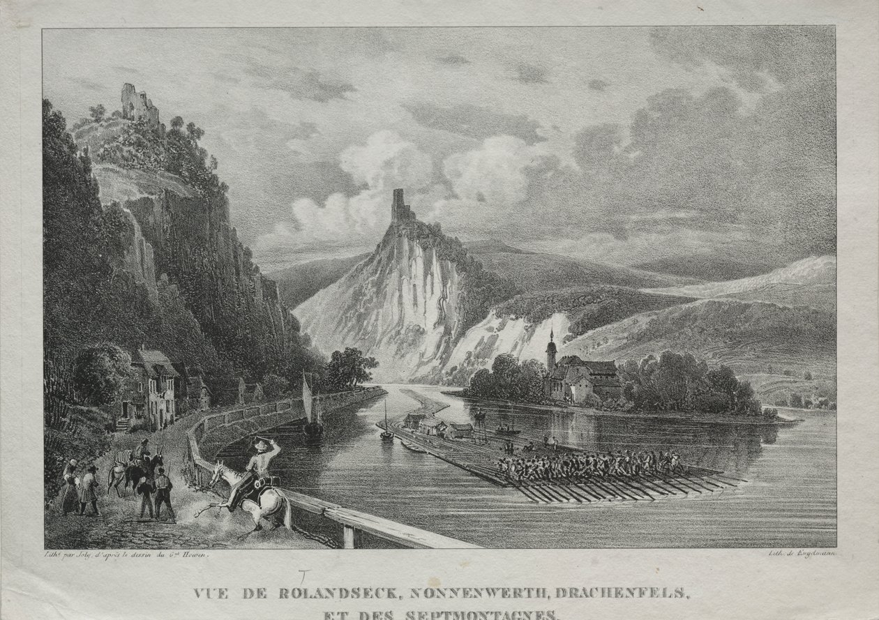 View of Rolandseck, Nonnenwerth, Drachenfels and Siebenbirge by Jules Jean Baptiste de Joly
