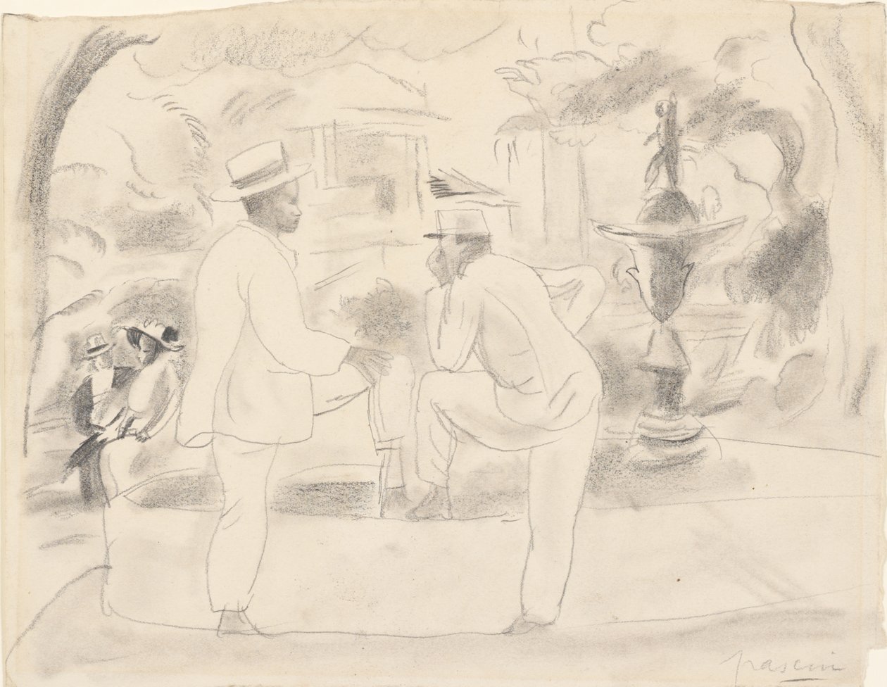 Two Men in the Park, Havana by Jules Pascin