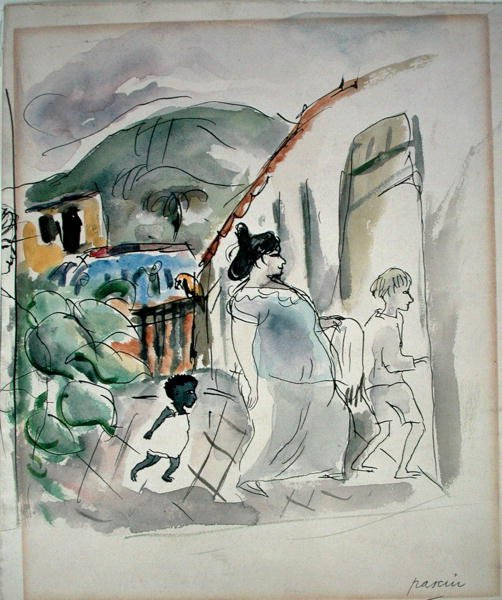 Woman and Two Children by Jules Pascin