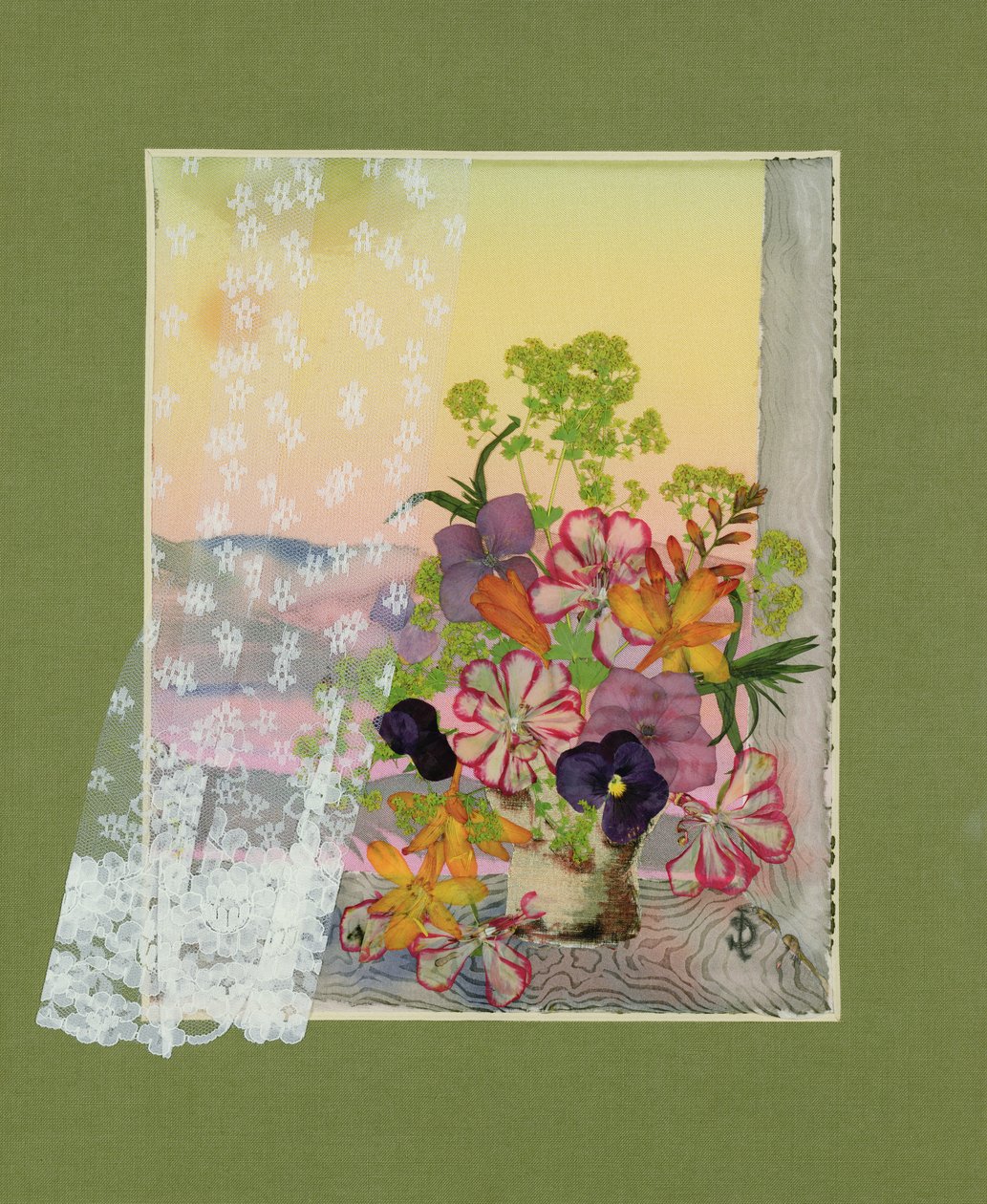 Mixed Flowers in a Vase on a Windowsill by Julia Gibson