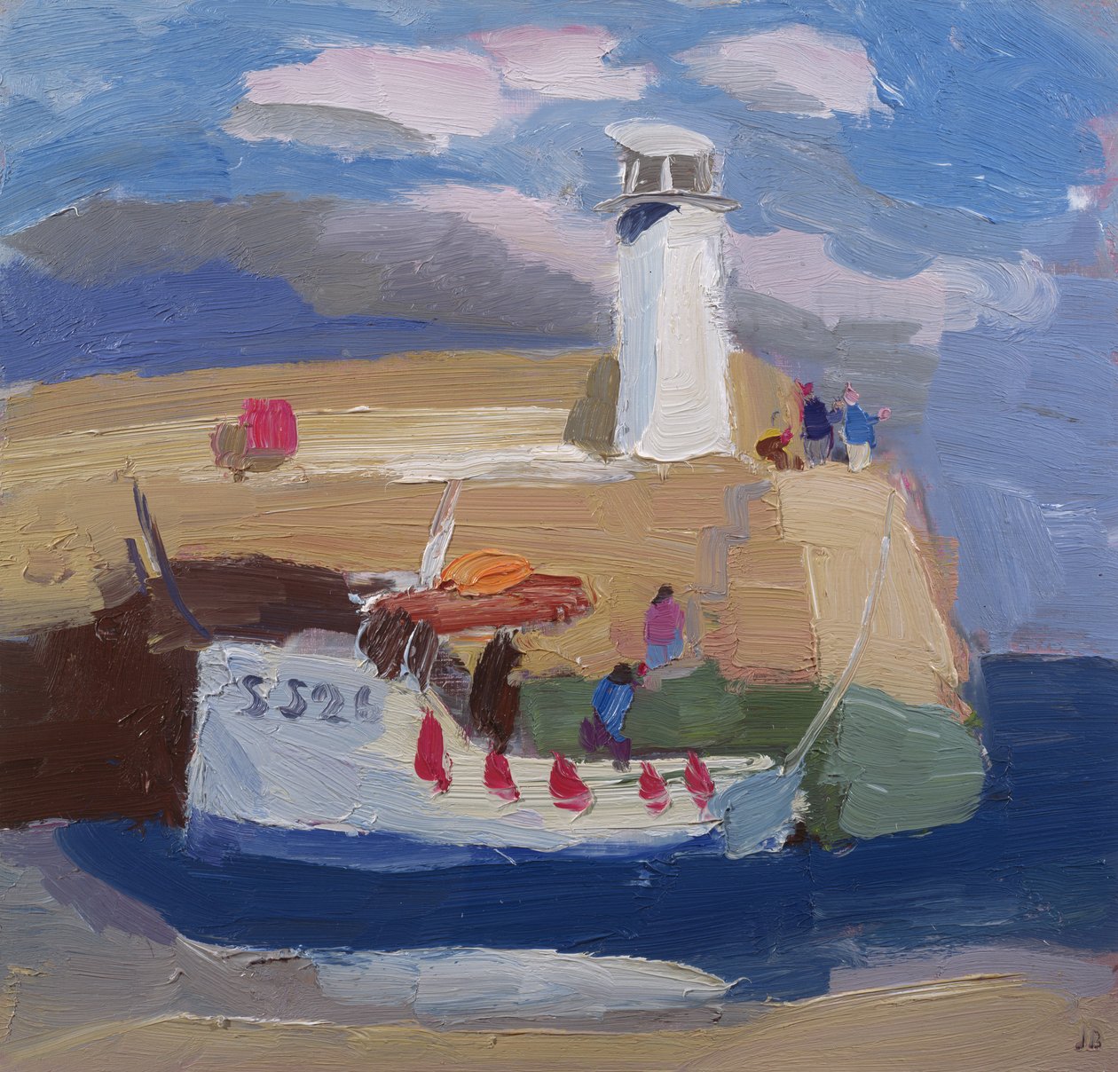 Figures on a Harbour Wall, Cornwall by Julian Bailey