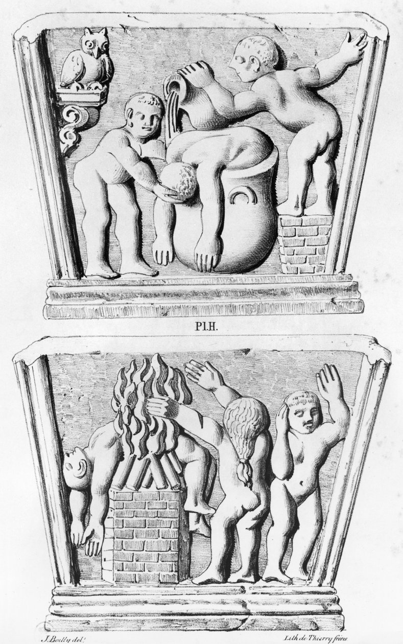 Baptism, copy of gnostic caskets, engraved by Thierry freres by Julien Leopold Boilly