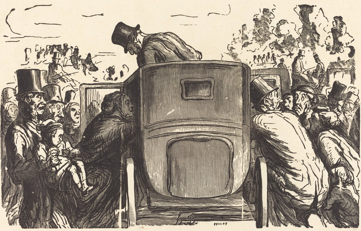 Exposition Universelle: The Foreigner Finds All the Desired Facilities... by Julien Antoine Peulot after Honoré Daumier