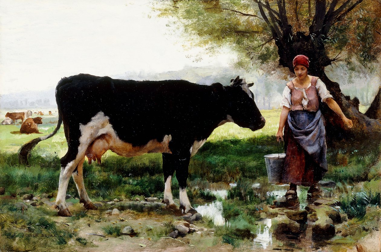 A Milkmaid with her Cow by Julien Dupre