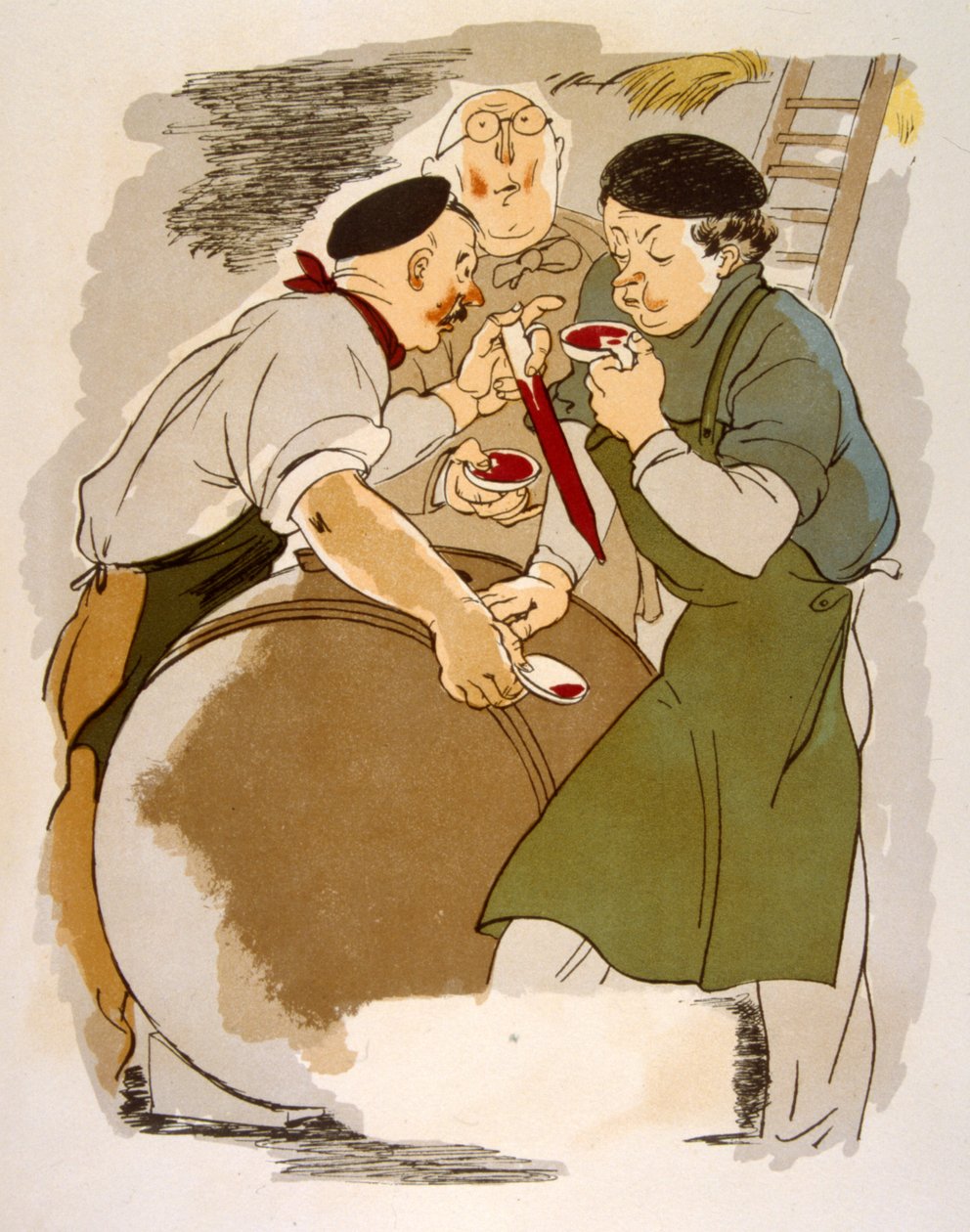 Humorous Wine Illustration 1946. Illustration by Julien Pavil by Julien Pavil