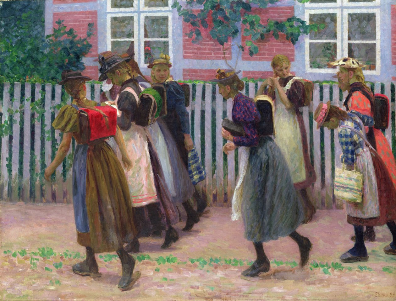 Girls on the Way to School by Julius August Friedrich Theodor von Ehren