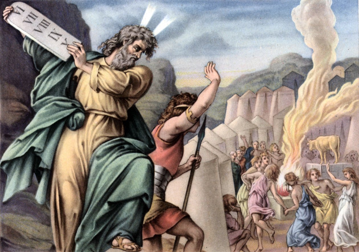 Moses breaking the tables of the Law by Julius (after) Schnorr von Carolsfeld