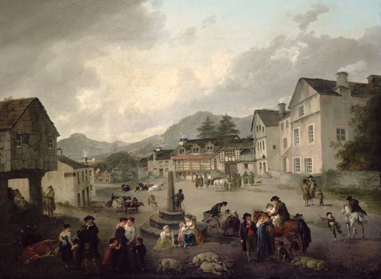 The Market Place at Ambleside by Julius Caesar Ibbetson