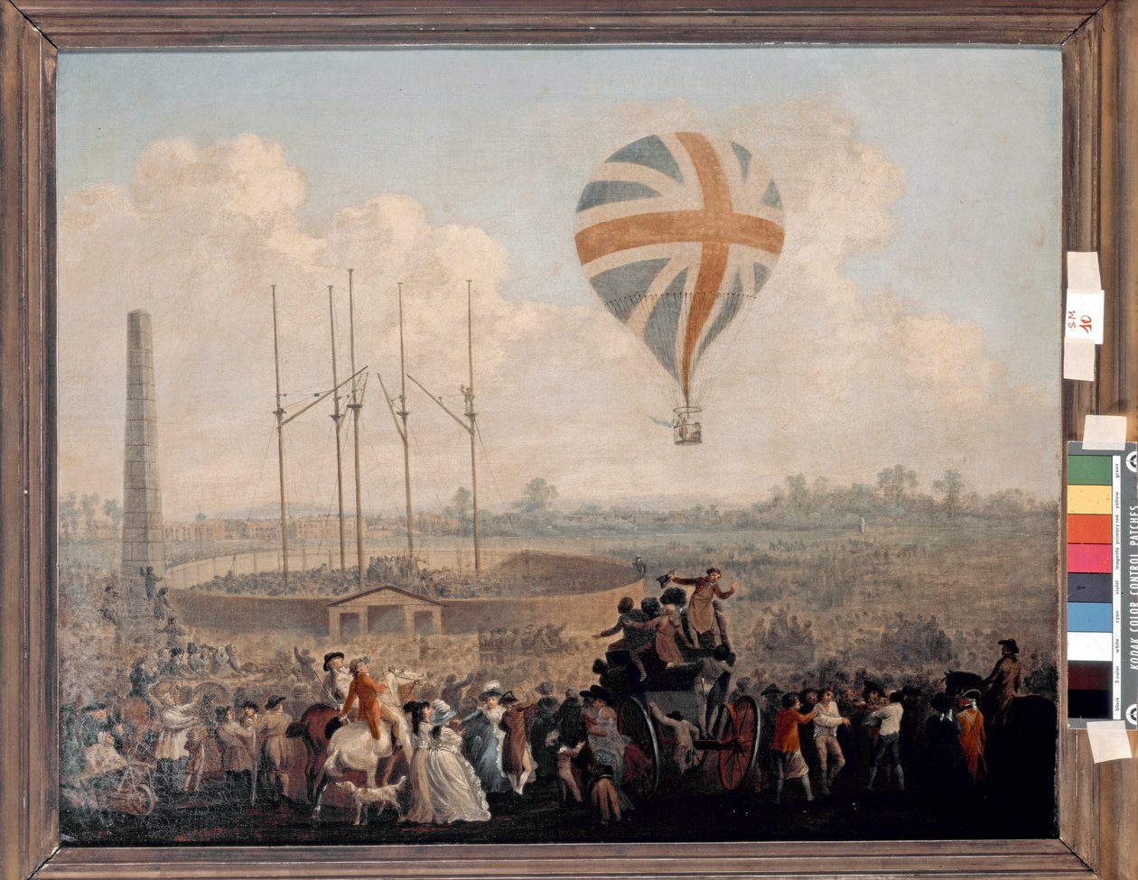 The Second Ascension by Vincenzo Lunardi in London by Julius Caesar Ibbetson