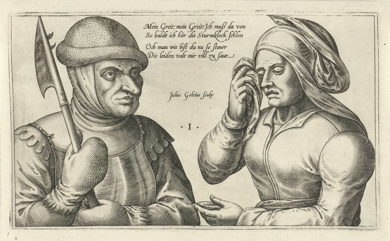 Farewell of a Soldier (Puns on the Relationship Between Man and Woman) by Julius Goltzius