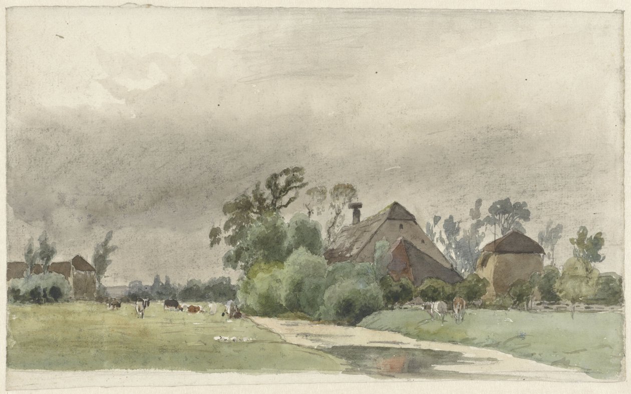 Canal Leading to a Farm by Julius Jacobus van de Sande Bakhuyzen