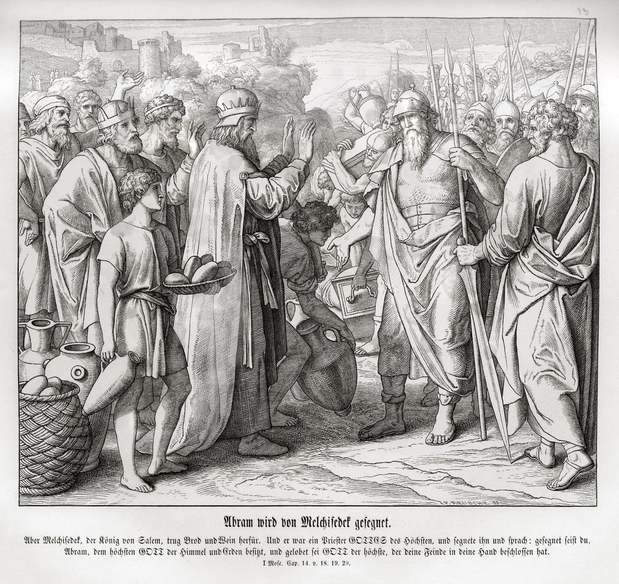 Abraham is blessed by Melchizedek, Genesis by Julius Schnorr von Carolsfeld