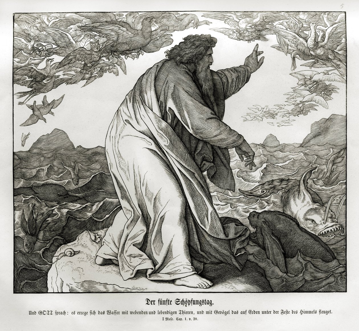 Fifth Day of Creation, Genesis by Julius Schnorr von Carolsfeld