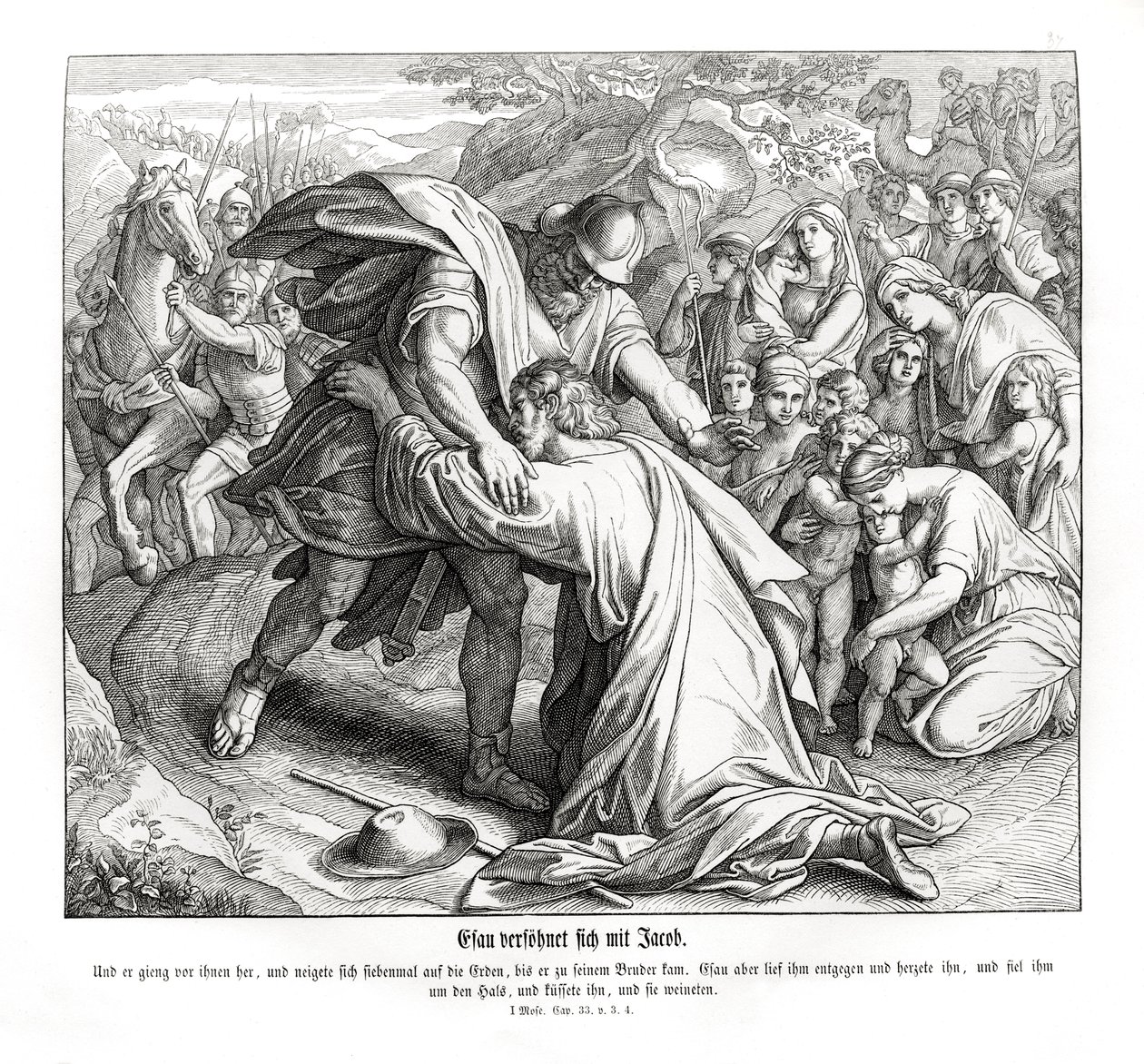 Jacob and Esau Are Reconciled, Genesis by Julius Schnorr von Carolsfeld
