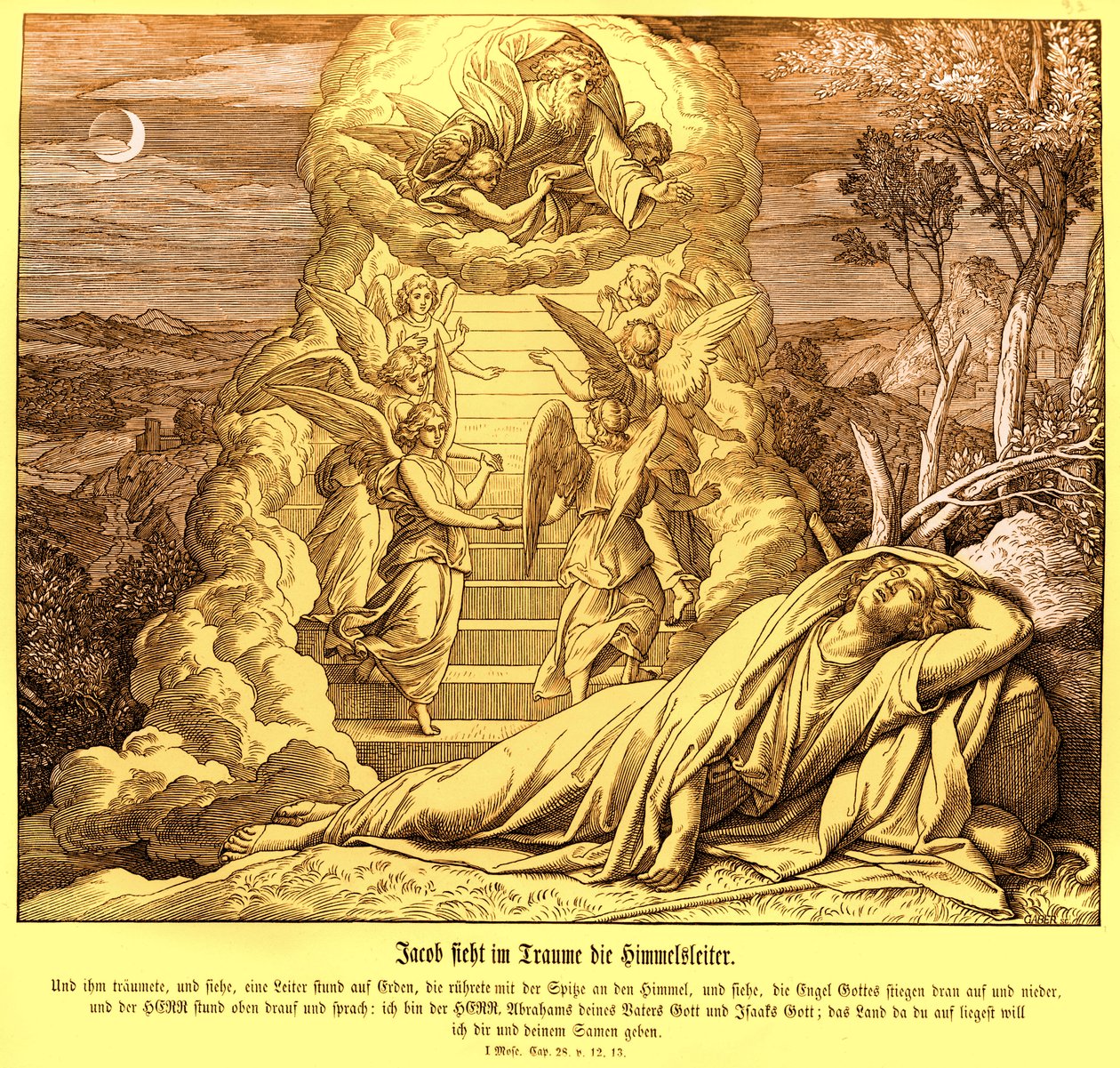 Jacob Dreams of the Ladder to Heaven, Genesis by Julius Schnorr von Carolsfeld