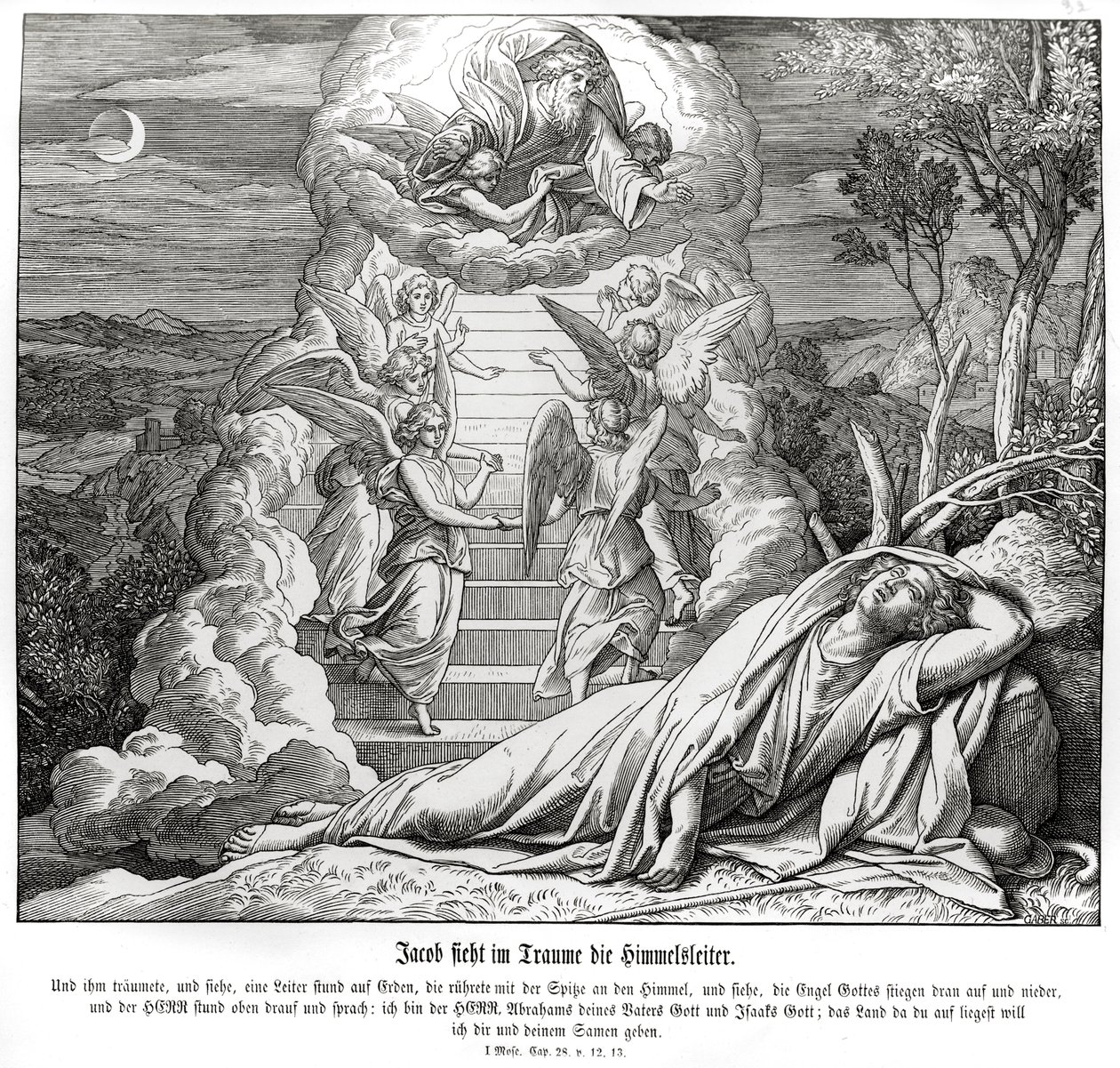 Jacob Dreams of the Ladder to Heaven, Genesis by Julius Schnorr von Carolsfeld