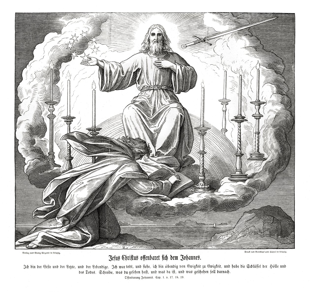 Jesus Christ Reveals Himself to John, Revelation by Julius Schnorr von Carolsfeld