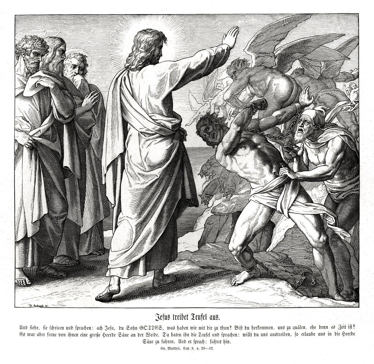 Jesus casts out the demons, Gospel of Matthew by Julius Schnorr von Carolsfeld