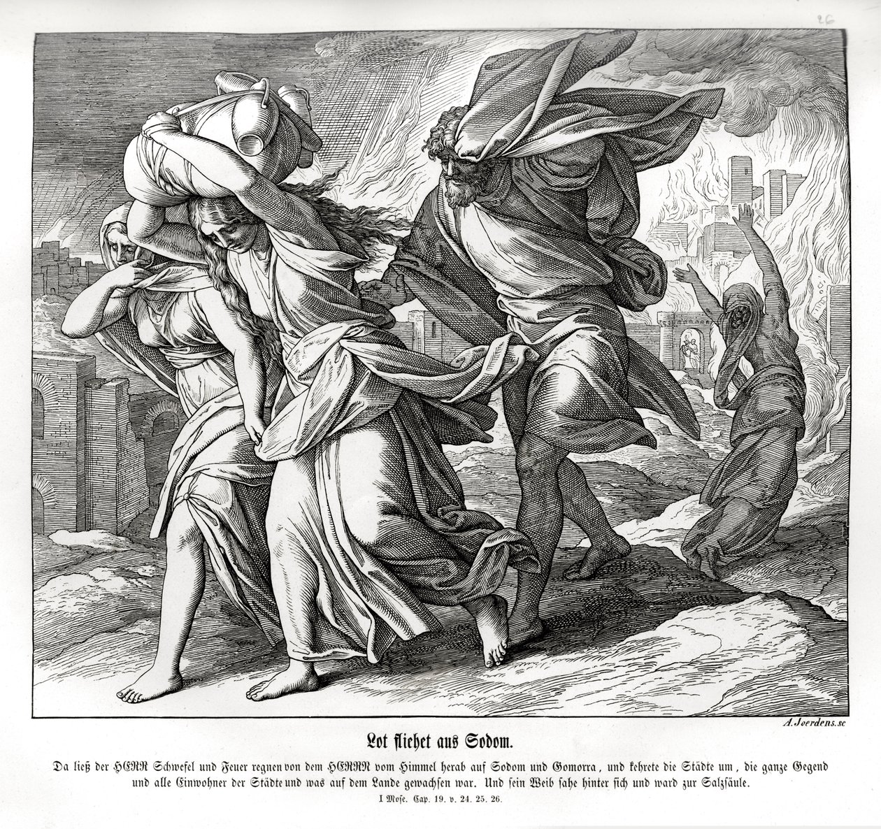 Lot and his family flee from Sodom, Genesis by Julius Schnorr von Carolsfeld