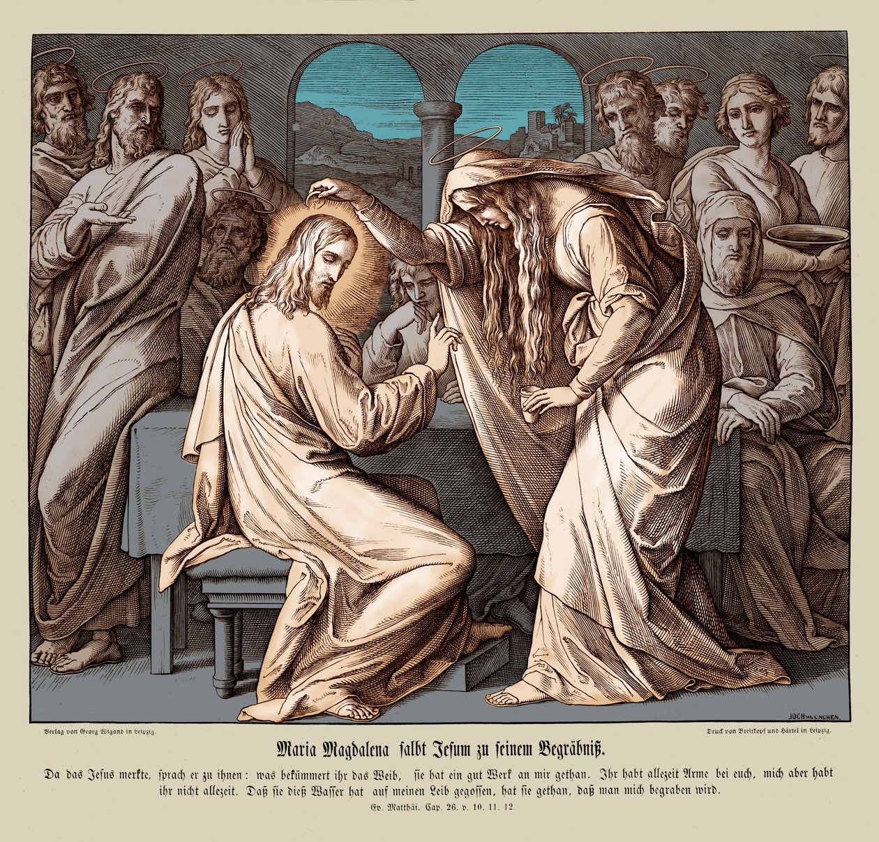 Mary Magdalene Anoints Jesus, Gospel of Matthew by Julius Schnorr von Carolsfeld