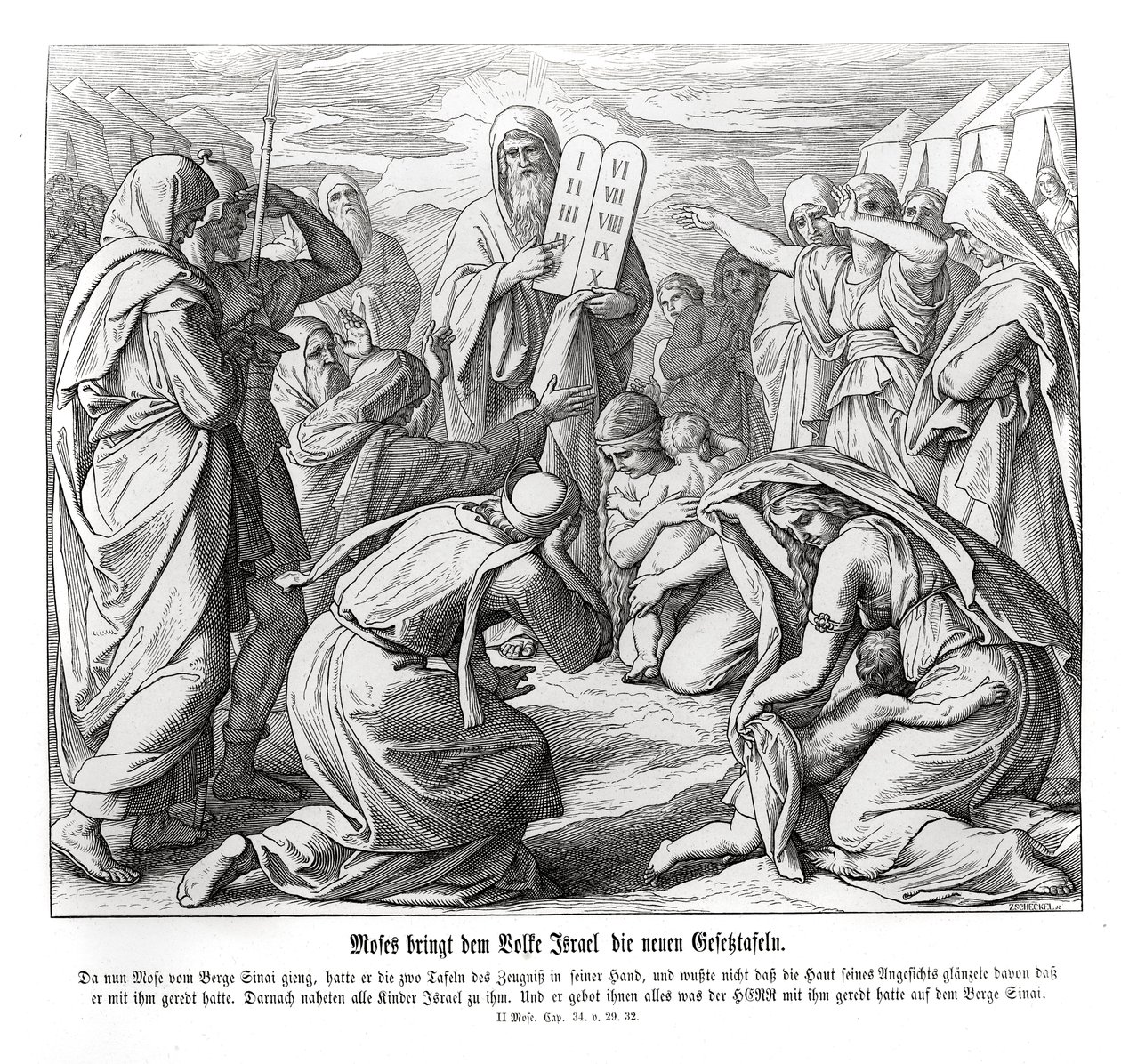 Moses Delivers the Commandments, Exodus by Julius Schnorr von Carolsfeld