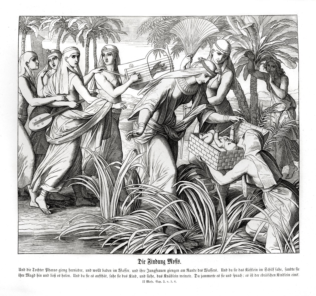 Moses Is Discovered in the Reeds, Exodus by Julius Schnorr von Carolsfeld