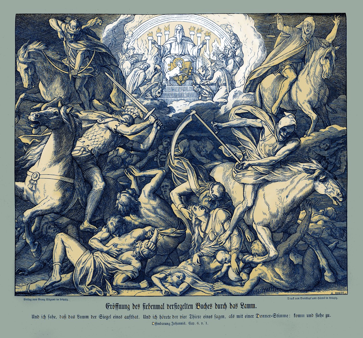 Opening of the first seal by the Lamb, Revelation by Julius Schnorr von Carolsfeld