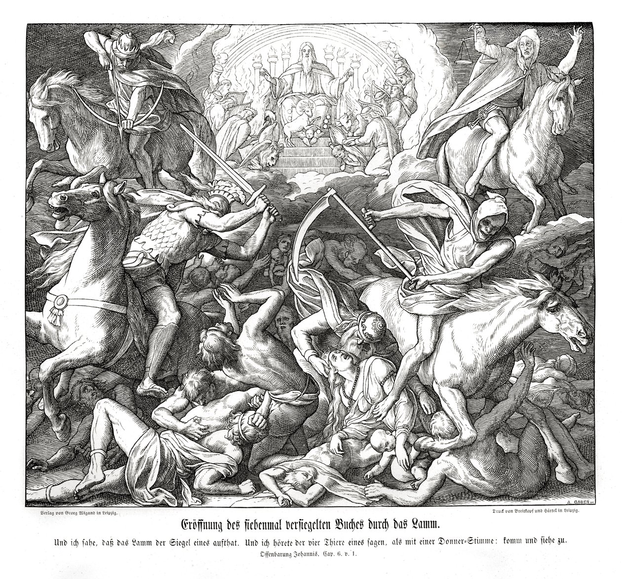 Opening of the First Seal by the Lamb, Revelation by Julius Schnorr von Carolsfeld