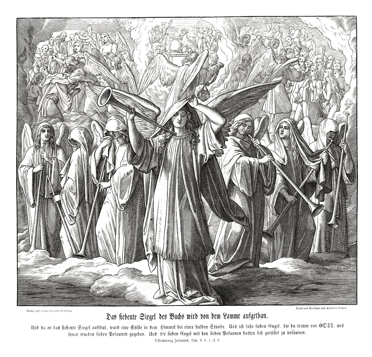 Opening of the seventh seal by the Lamb, Revelation by Julius Schnorr von Carolsfeld
