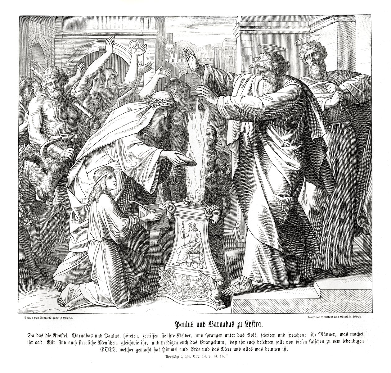 Paul and Barnabus in Lystria, Acts of the Apostles by Julius Schnorr von Carolsfeld