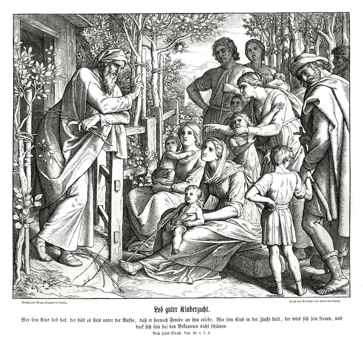 Raising children, Book of Sirach by Julius Schnorr von Carolsfeld