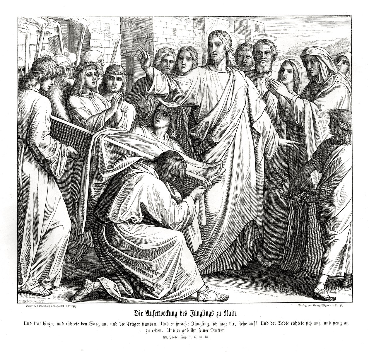 Resurrection of the boy from Nain, Gospel of Luke by Julius Schnorr von Carolsfeld
