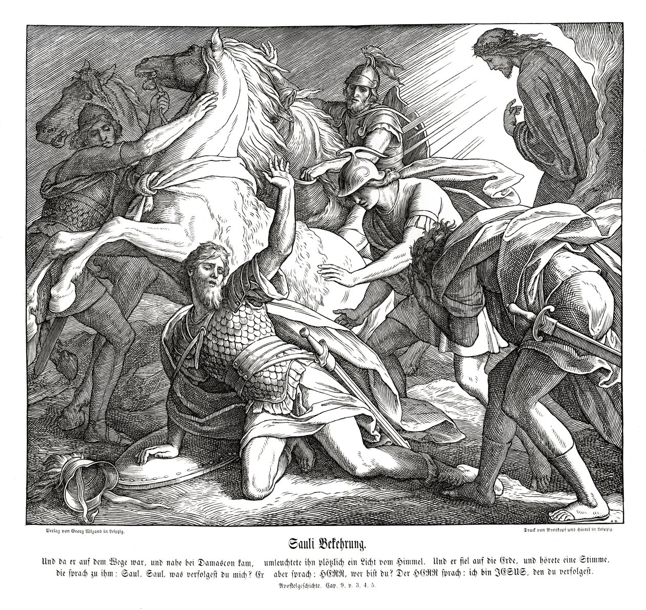 Saul on the road to Damascus, Acts of the Apostles by Julius Schnorr von Carolsfeld
