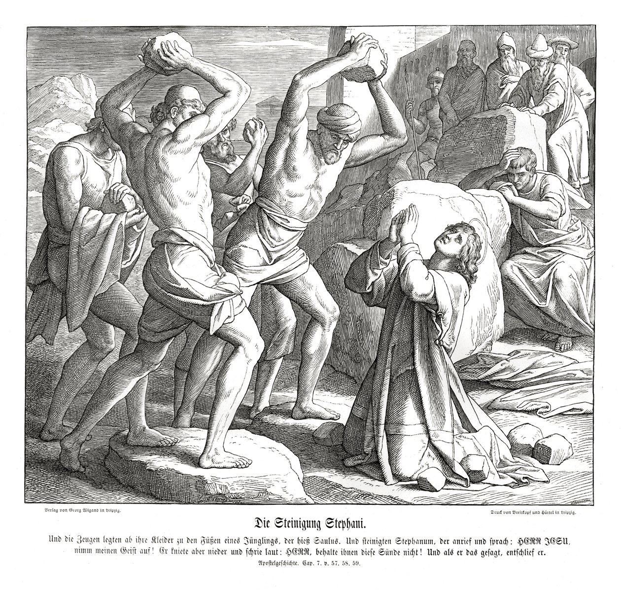 Stoning of Stephen, Acts of the Apostles by Julius Schnorr von Carolsfeld