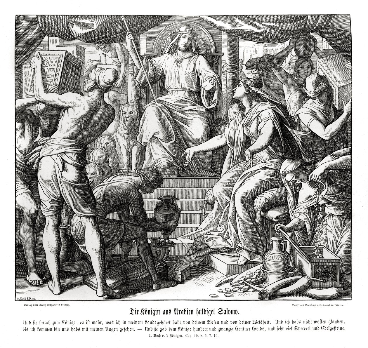 The Queen of Sheba honours King Solomon by Julius Schnorr von Carolsfeld