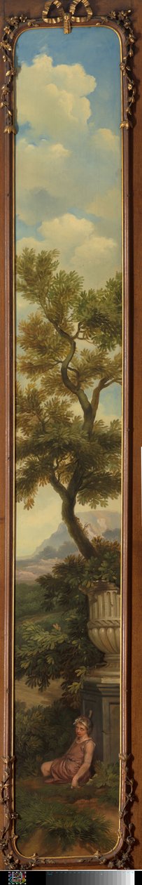 Arcadian landscape with a sleeping boy under a tree by Jurriaan Andriessen