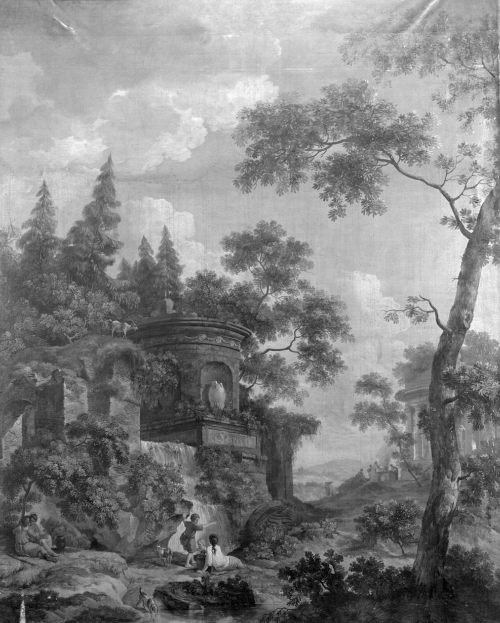 Wallpaper with Arcadian Landscape, Belonging to the Hall of Herengracht 40 by Jurriaan Andriessen