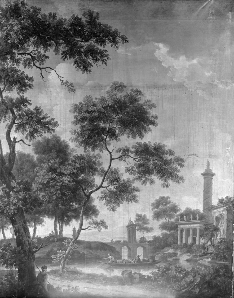 Wallpaper with Arcadian Landscape, Belonging to the Room at Herengracht 40 by Jurriaan Andriessen