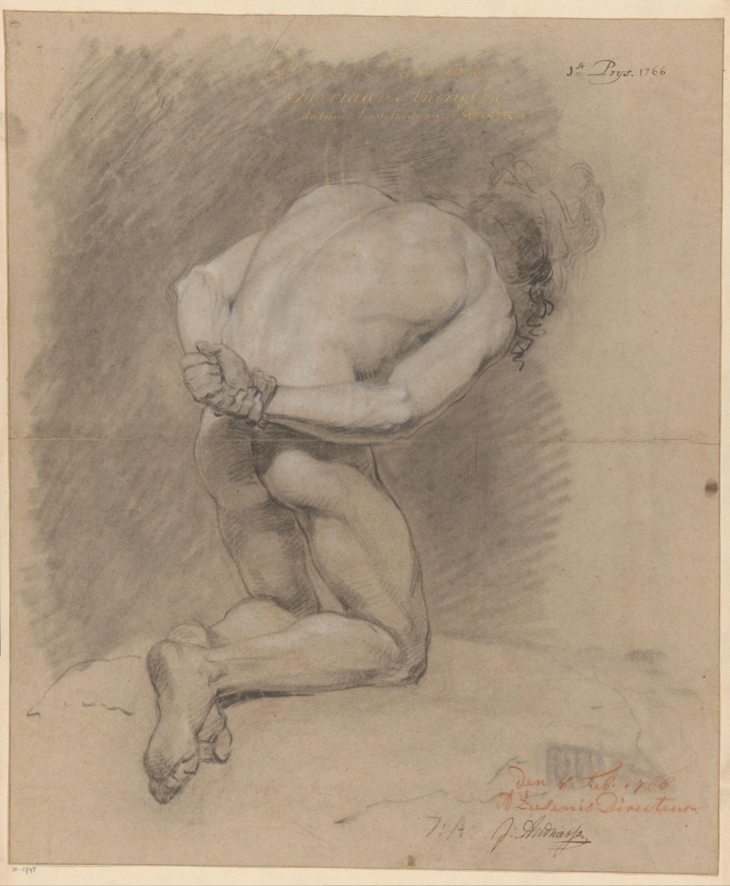 Kneeling Male Nude Seen from the Back (1st Prize 1766) by Jurriaan Andriessen